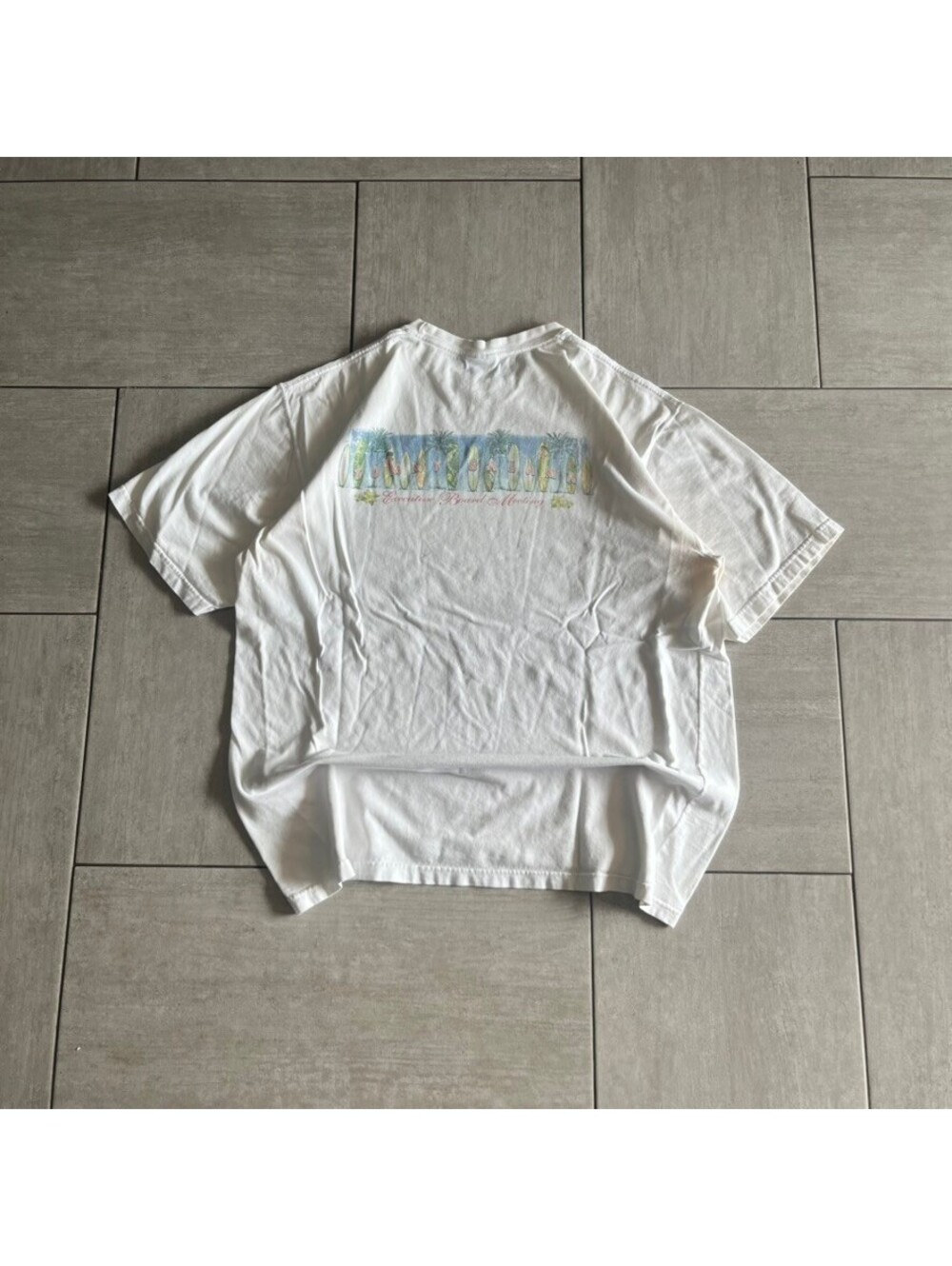 Tommy Bahama White Cotton Graphic T-Shirt Size XL Casual
